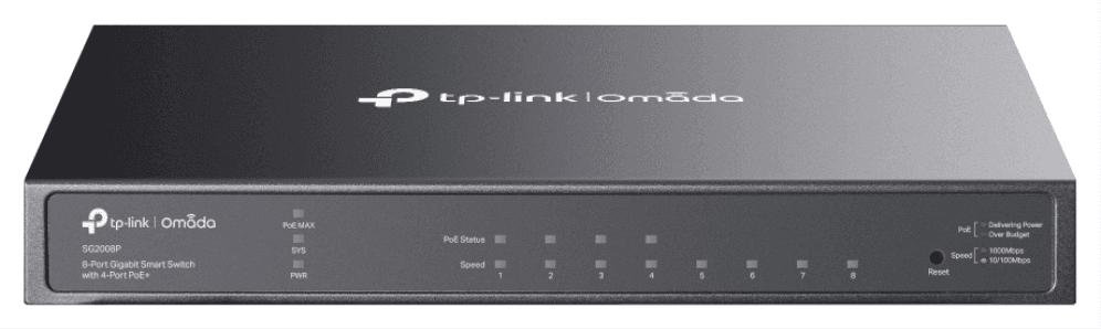 TP-Link Omada TL-SG2008P Gestionado L2/L2+ Gigabit Ethernet (10/100/1000) Energía sobre Ethernet (PoE) Negro