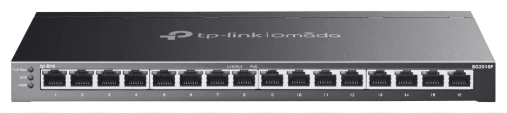 TP-Link Omada SG2016P switch Gestionado L2/L2+ Gigabit Ethernet (10/100/1000) Energía sobre Ethernet (PoE) Negro