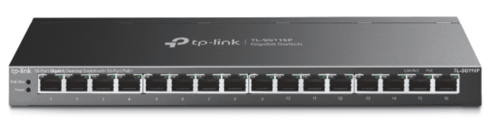 TP-Link TL-SG116P switch No administrado Gigabit Ethernet (10/100/1000) Energía sobre Ethernet (PoE) Negro