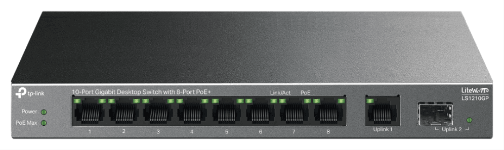 TP-Link LiteWave LS1210GP switch No administrado Gigabit Ethernet (10/100/1000) Energía sobre Ethernet (PoE) Negro