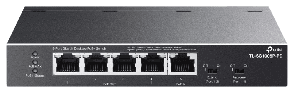 TP-Link TL-SG1005P-PD switch Gigabit Ethernet (10/100/1000) Energía sobre Ethernet (PoE) Negro