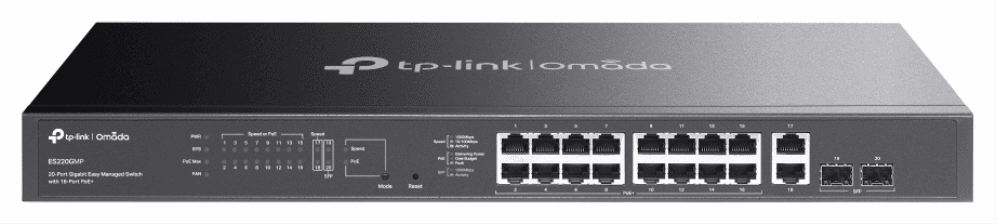TP-Link Omada ES220GMP switch Gestionado L2 Gigabit Ethernet (10/100/1000) Energía sobre Ethernet (PoE) Negro