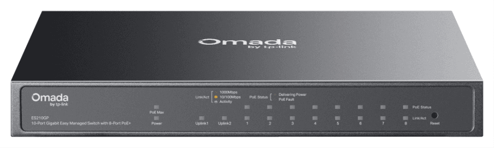 TP-Link Omada ES210GP switch Gestionado L2 Gigabit Ethernet (10/100/1000) Energía sobre Ethernet (PoE) DIN rail Negro