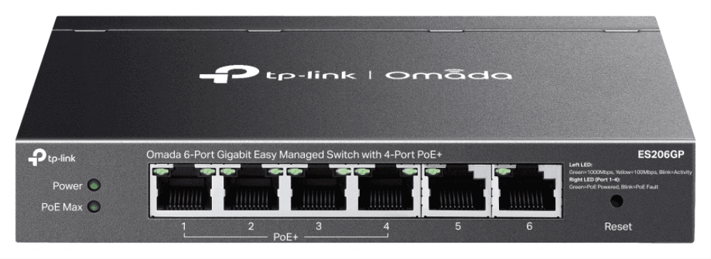 TP-Link Omada ES206GP switch Gestionado Gigabit Ethernet (10/100/1000) Energía sobre Ethernet (PoE) Negro