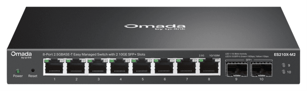 TP-Link ES210X-M2 switch Gestionado 2.5G Ethernet (100/1000/2500) Montaje en pared/escritorio Negro