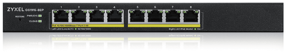 Zyxel GS1915-8EP Gestionado L2 Gigabit Ethernet (10/100/1000) Energía sobre Ethernet (PoE) Negro