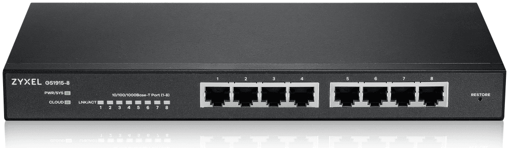 Zyxel GS1915-8 Gestionado L2 Gigabit Ethernet (10/100/1000) Negro