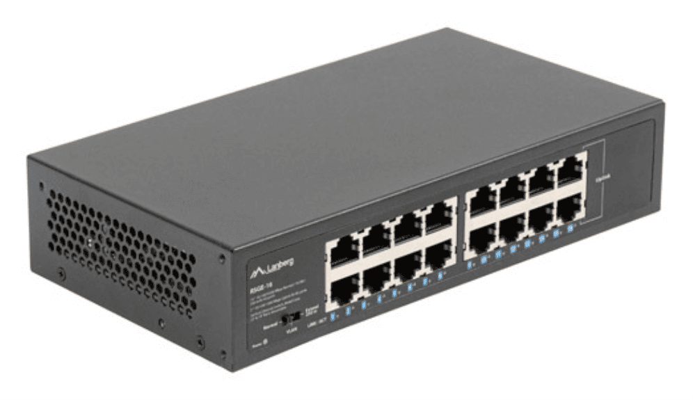Lanberg RSGE-16 switch No administrado Gigabit Ethernet (10/100/1000) 1U Negro