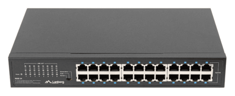 Lanberg RSGE-24 switch No administrado Gigabit Ethernet (10/100/1000) 1U Negro