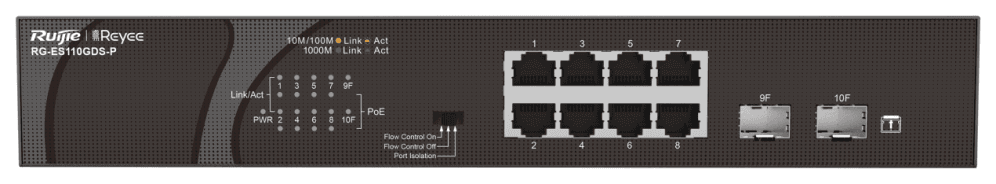 Ruijie Networks RG-ES110GDS-P switch No administrado Gigabit Ethernet (10/100/1000) Energía sobre Ethernet (PoE) Negro