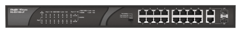 Ruijie Networks RG-ES118S-LP switch No administrado Fast Ethernet (10/100) Energía sobre Ethernet (PoE) Negro
