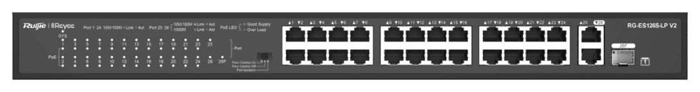 Ruijie Networks RG-ES126S-LP V2 switch No administrado Fast Ethernet (10/100) Energía sobre Ethernet (PoE) Negro