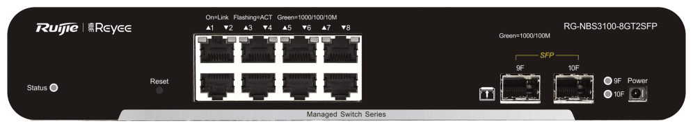 Ruijie Networks RG-NBS3100-8GT2SFP switch Gestionado L2 Gigabit Ethernet (10/100/1000) Negro