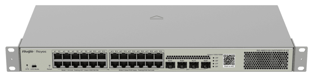 Ruijie Networks RG-NBS3100-24GT4SFP-P-V2 switch Gestionado L2 Gigabit Ethernet (10/100/1000) Energía sobre Ethernet (PoE) Metálico