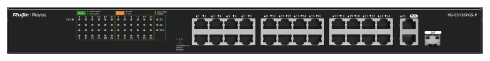 Ruijie Networks RG-ES126FGS-P switch No administrado L2 Gigabit Ethernet (10/100/1000) Energía sobre Ethernet (PoE) Negro