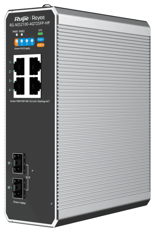 Ruijie Networks RG-NIS2100 Gestionado L2 Gigabit Ethernet (10/100/1000) Energía sobre Ethernet (PoE) Negro, Acero inoxidable