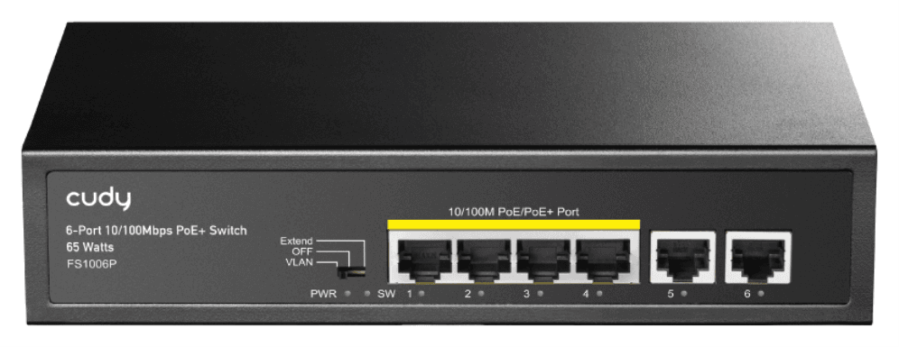 Cudy FS1006P switch Fast Ethernet (10/100) Energía sobre Ethernet (PoE) Negro