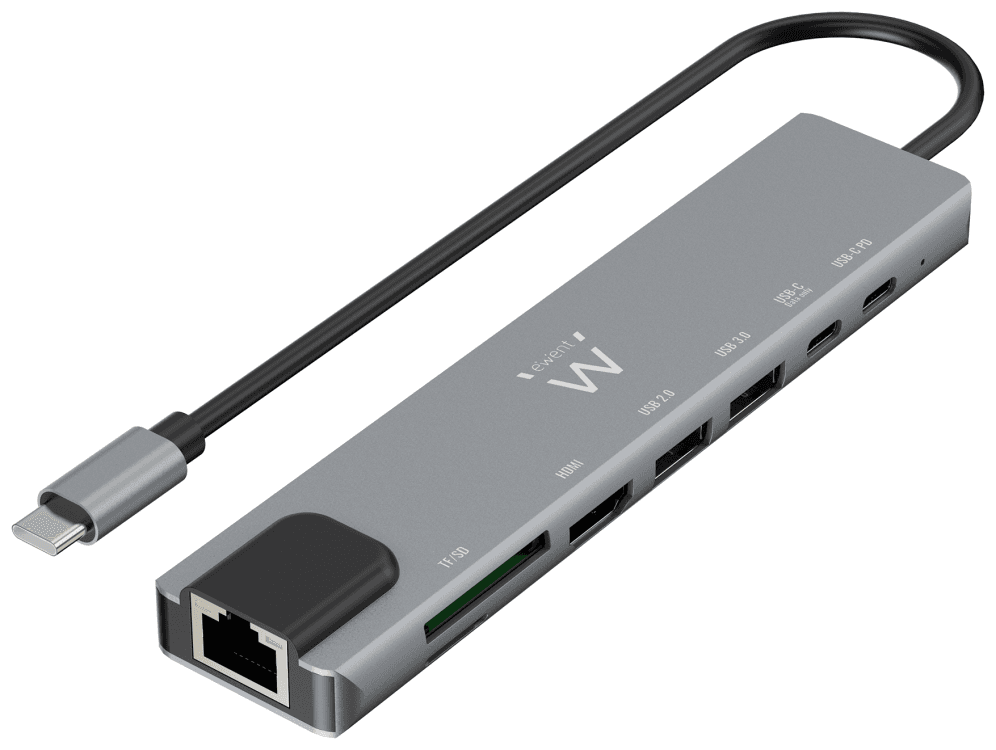 Ewent EW1146 base para portátil y replicador de puertos Alámbrico USB 3.2 Gen 1 (3.1 Gen 1) Type-C Gris