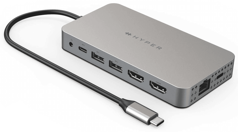 HYPER HDM1H base para portátil y replicador de puertos USB 3.2 Gen 1 (3.1 Gen 1) Type-C Acero inoxidable