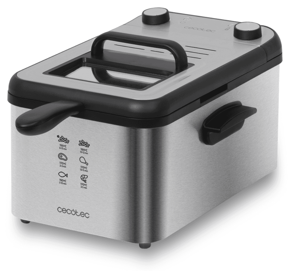 Cecotec CleanFry Infinity 3000 Sencillo 5,6 L Independiente 2400 W Freidora Negro, Acero inoxidable