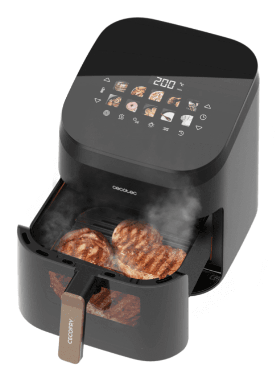Cecotec Cecofry&Grill Smokin' 6500 Sencillo 6,5 L Independiente 2200 W Freidora de aire caliente Negro, Marrón