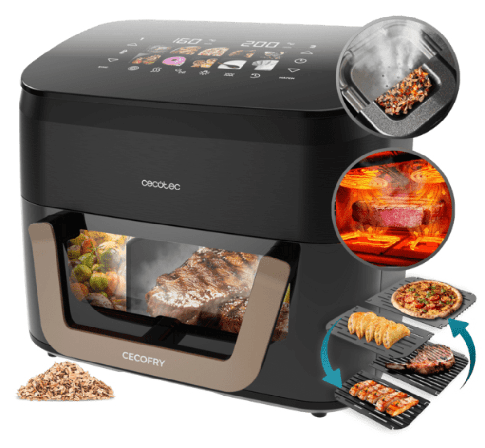 Cecotec Cecofry&Grill Smokin' 11000 Plus Sencillo 11 L Independiente 2900 W Freidora de aire caliente Negro