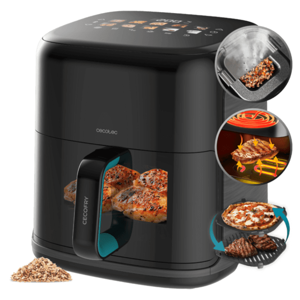 Cecotec Cecofry&Grill Smokin'Prime 6500 Sencillo 6,5 L Independiente 2200 W Freidora de aire caliente Negro