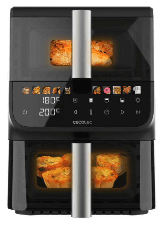 Cecotec Cecofry DuoLevel 10000 DuoSize Window Doble 10 L Independiente 2000 W Freidora de aire caliente Negro