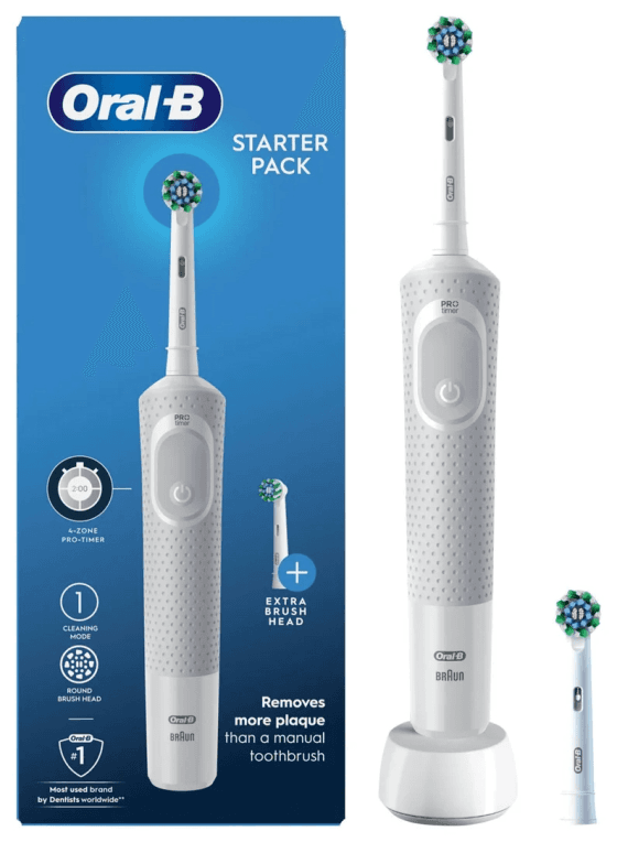 Braun Oral-B Vitality 100 Starter Pack Adulto Cepillo dental oscilante Blanco, Gris