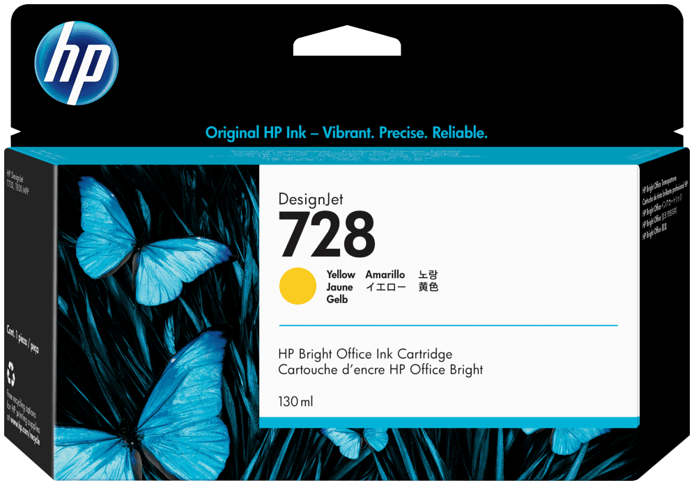HP Cartucho de tinta DesignJet 728 amarillo de 130 ml
