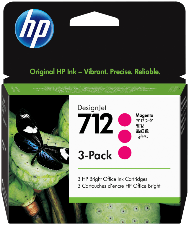 HP Paquete de 3 cartuchos de Tinta DesignJet 712 magenta de 29 ml