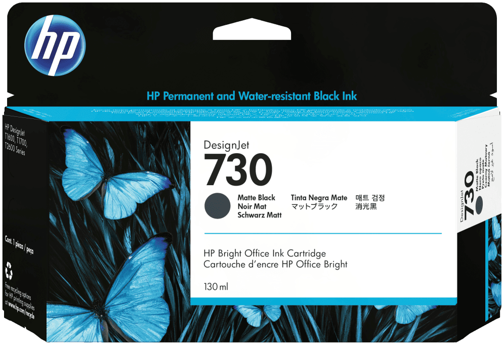 HP Cartucho de tinta DesignJet 730 negro mate de 130 ml