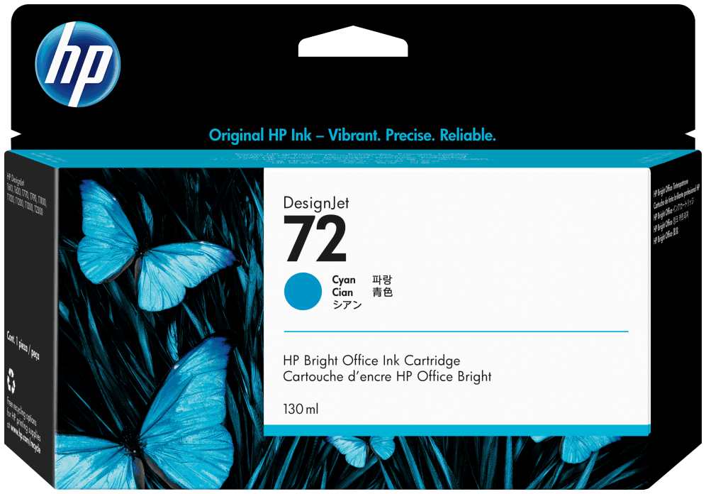 HP Cartucho de tinta DesignJet 72 cian de 130 ml