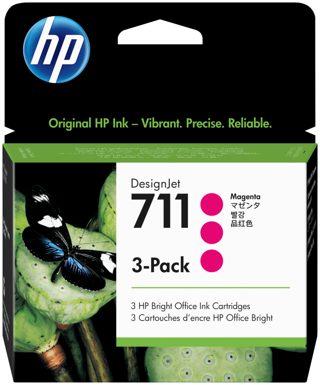 HP Pack de ahorro de 3 cartuchos de tinta DesignJet 711 magenta de 29 ml