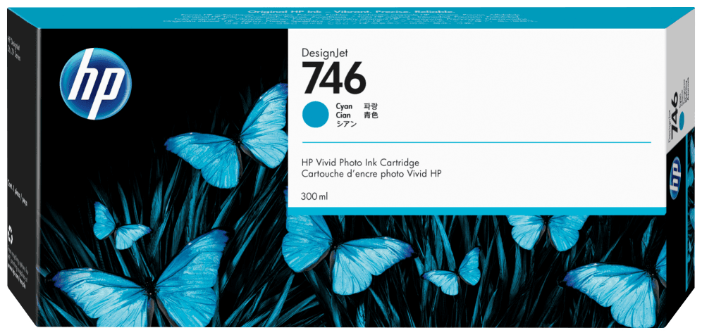 HP Cartucho de tinta cian DesignJet 746 de 300 ml