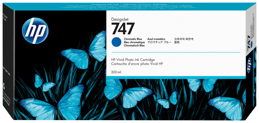 HP Cartucho de tinta azul cromática DesignJet 747 de 300 ml