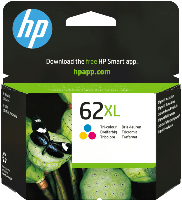 HP Cartucho de tinta original 62XL de alta capacidad tricolor