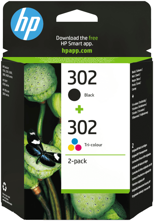 HP Paquete de ahorro de 2 cartuchos de tinta original 302 negro/tricolor