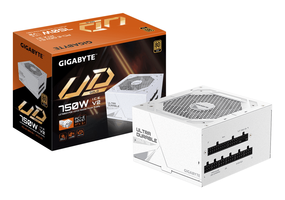 GIGABYTE UD750GM PG5 V2 ICE unidad de fuente de alimentación 750 W 20+4 pin ATX Blanco