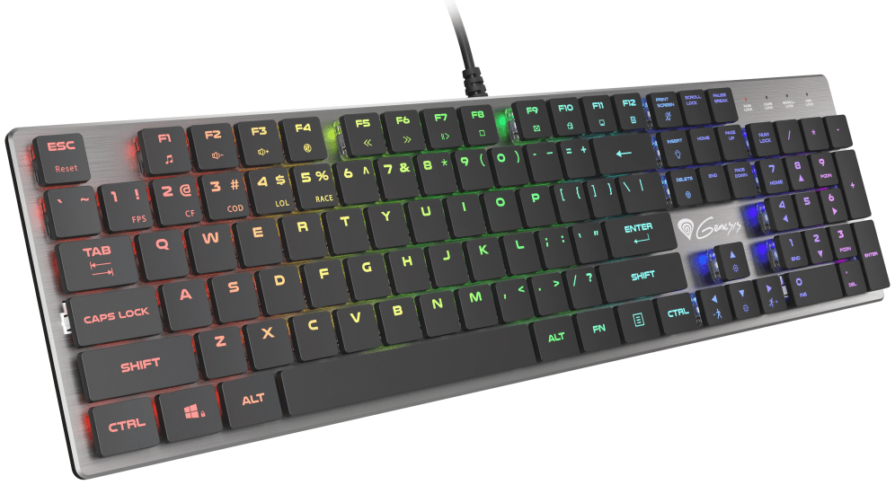 GENESIS Thor 420 RGB teclado Juego USB QWERTY Internacional de EE.UU. Plata