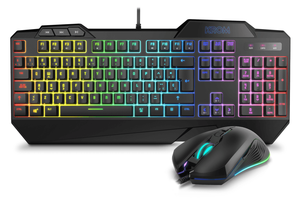 Krom Krusher teclado Ratón incluido Juego USB Negro