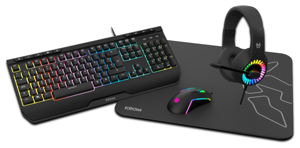 Krom Kenya teclado Ratón incluido Juego USB Negro