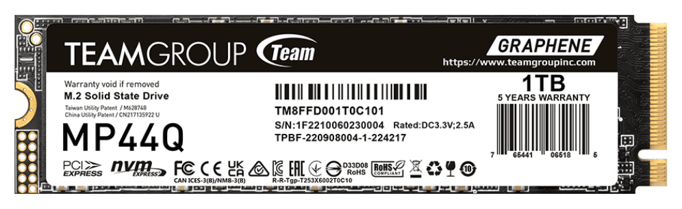 Team Group MP44Q 1 TB M.2 PCI Express 4.0 NVMe QLC 3D NAND