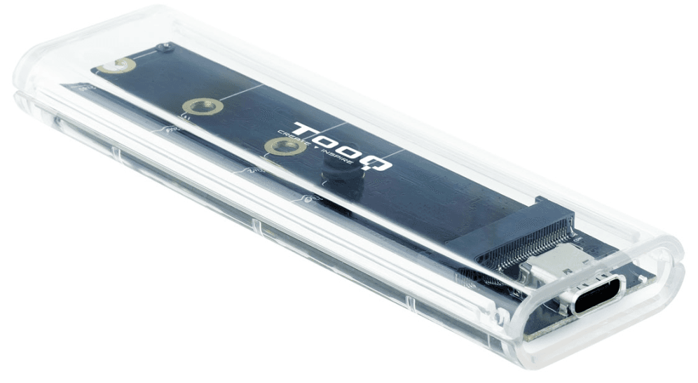 TooQ Caja Externa para SSD M.2 NGFF/NVMe, Transparente, RGB