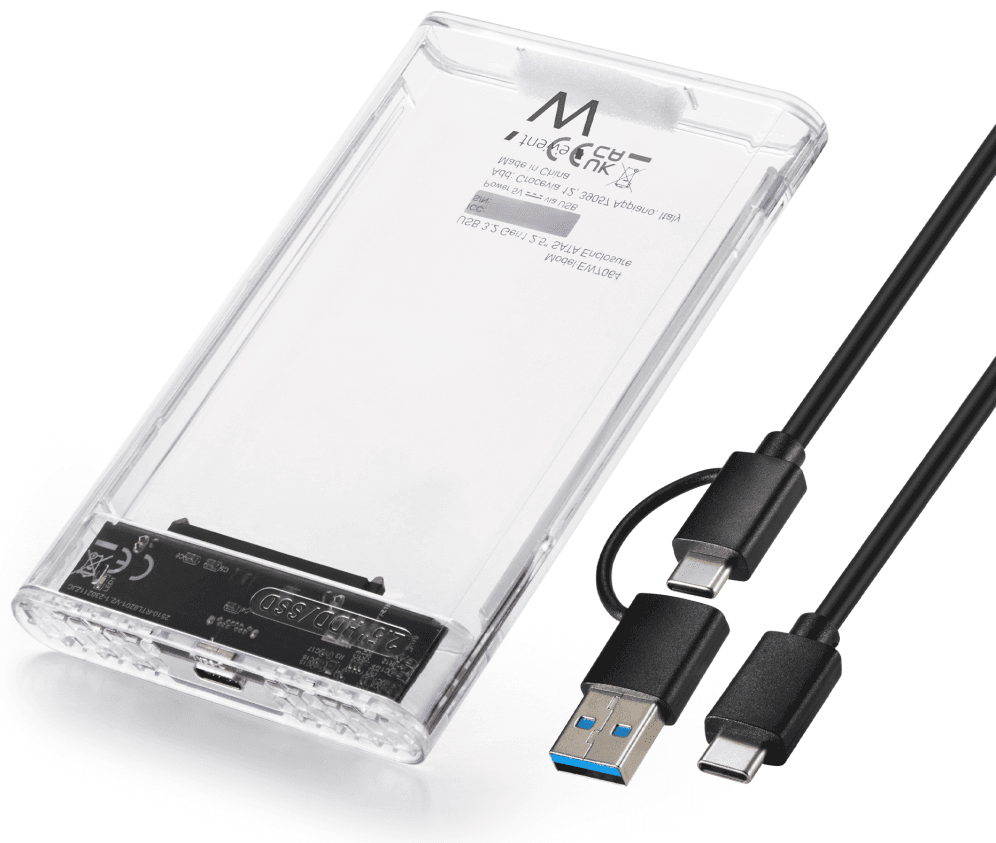 Ewent EW7064 caja para disco duro externo Caja externa para unidad de estado sólido (SSD) Transparente 2.5"