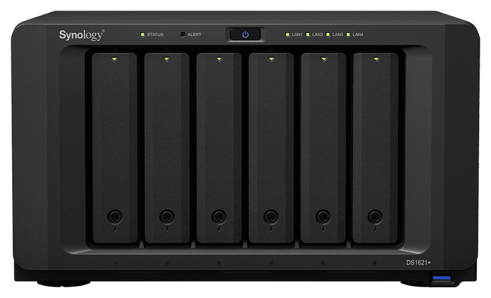 Synology DiskStation DS1621+ servidor de almacenamiento NAS Escritorio Ryzen Embedded V1500B 4 GB DDR4 0 TB DiskStation Manager Negro