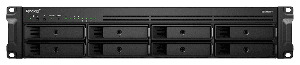 Synology RackStation RS1221RP+ servidor de almacenamiento NAS Bastidor (2U) Ryzen Embedded V1500B 4 GB DDR4 0 TB DiskStation Manager Negro