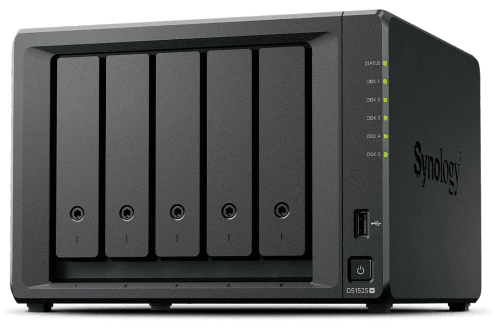 Synology DiskStation DS1525+ servidor de almacenamiento NAS Ryzen Embedded V1500B 8 GB DDR4 0 TB Negro