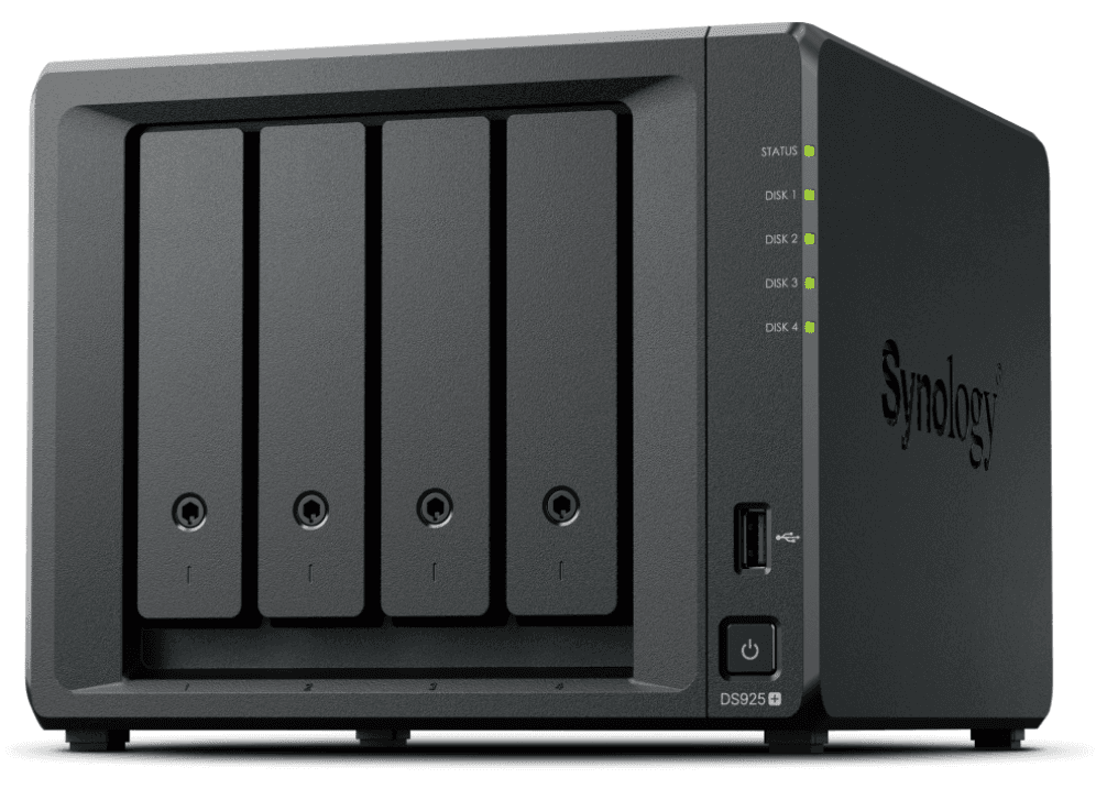 Synology DiskStation DS925+ servidor de almacenamiento NAS Ryzen Embedded V1500B 4 GB DDR4 0 TB Negro