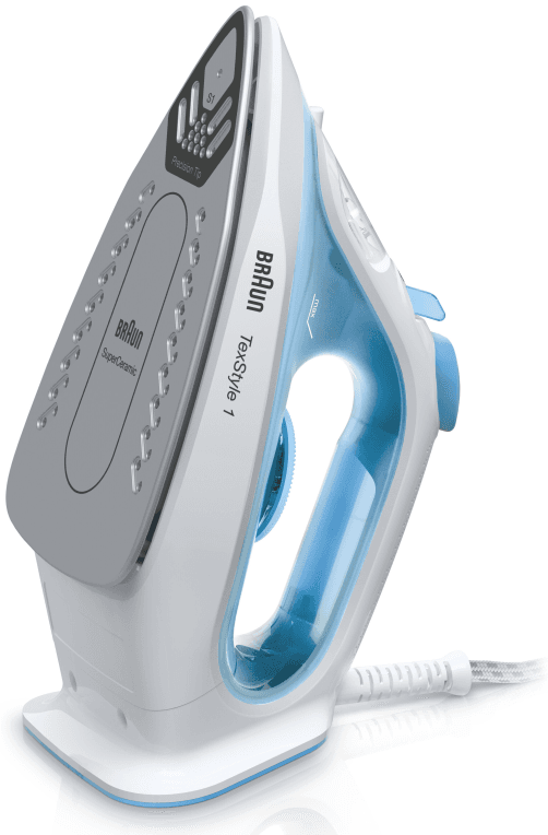 Braun TexStyle 1 SI1050BL Plancha a vapor Suela de cerámica 2000 W Azul, Blanco
